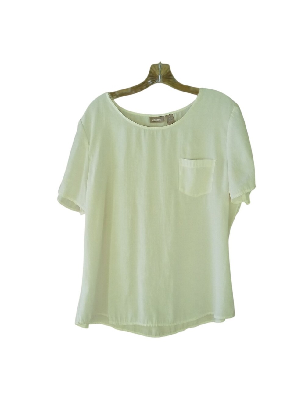 Chico's White Scoop Neck Short Sleeved Tunic Size 16